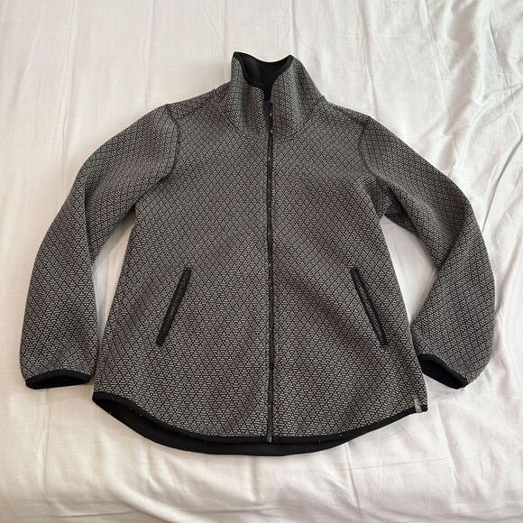 Woolrich Jacket Women’s M Full Zip Fleece Mock Neck Black And Gray - Picture 1 of 7